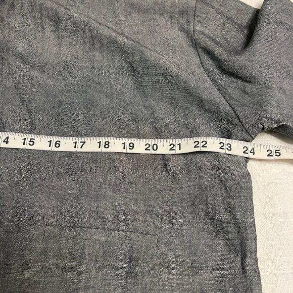 Eileen Fisher M Gray Button Front Shirt Jacket Linen Rayon Blend USA Long Sleeve - Picture 8 of 9